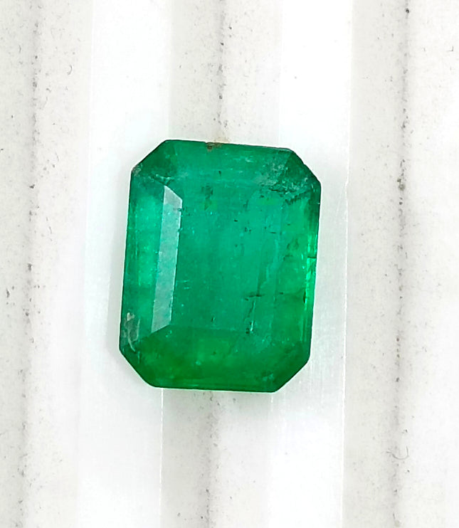 Zambian Emerald 2.40ct Alpine Green Certified Natural Octagon Cut Loose Gemstone