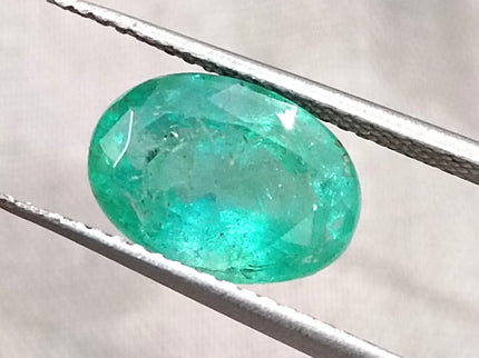 Natural Zambian Emerald 2.58ct Certified Sea Green Oval Cut Loose Gemstone
