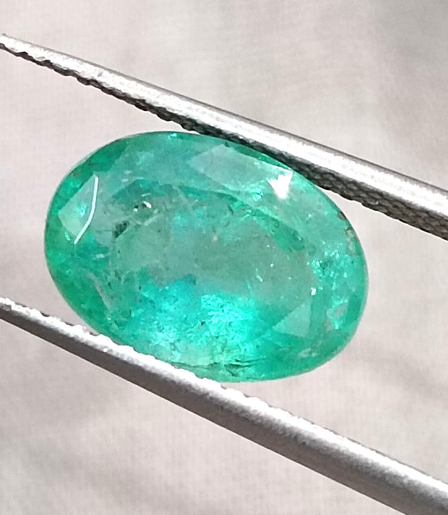 Natural Zambian Emerald 2.58ct Certified Sea Green Oval Cut Loose Gemstone