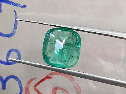 Natural Emerald 1.36ct Medium Neon Green SGL Certified Zambian Cushion cut Minor Oiled Gemstone