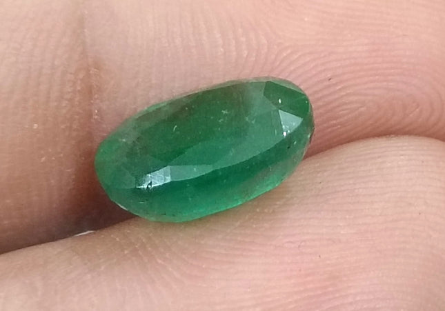GSI Certified 4.09ct Medium Green Natural Zambian Emerald Minor Oiled Loose Gemstone