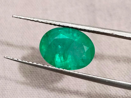 Zambian Emerald 2.74ct Natural Medium Green Oval Cut Loose Gemstone