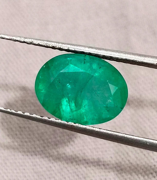 Zambian Emerald 2.74ct Natural Medium Green Oval Cut Loose Gemstone