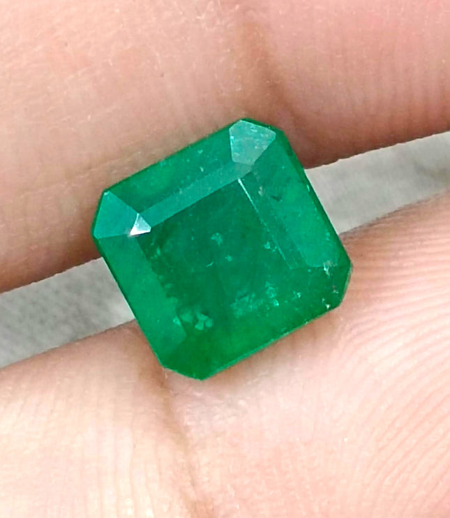 2.72ct Zambian Natural Emerald Deep Green GSI Certified Octagon Cut Loose Stone