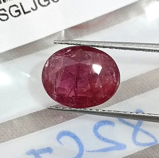 2.82ct Unheated Natural Ruby SGL Certified Mozambique Purplish Red Oval Cut Loose Gemstone