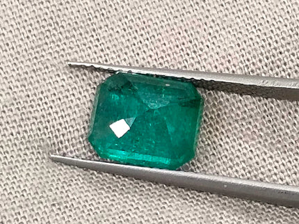 Zambian Emerald 2.45ct Certified Natural Deep Glass Green Octagon Cut Loose Gemstone