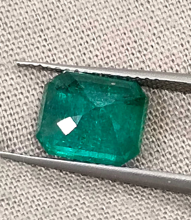 Zambian Emerald 2.45ct Certified Natural Deep Glass Green Octagon Cut Loose Gemstone