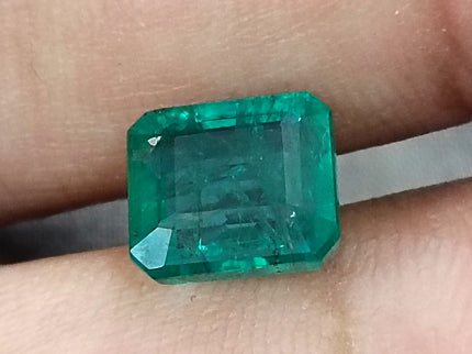 3.42ct Zambian Emerald, Certified Deep Green Natural Stone