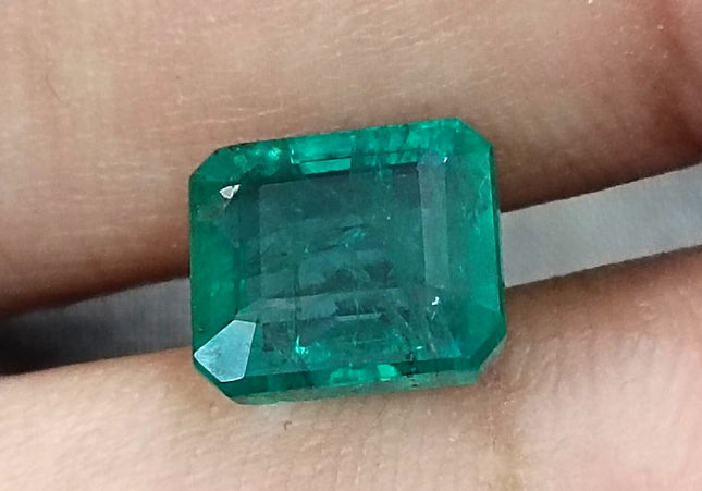 3.42ct Zambian Emerald, Certified Deep Green Natural Stone