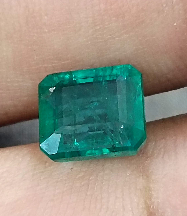 3.42ct Zambian Emerald, Certified Deep Green Natural Stone