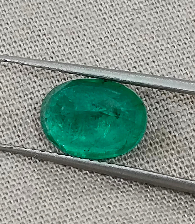 Zambian Emerald 2.31ct Certified Natural Medium Deep Green Oval Cut Loose Gemstone