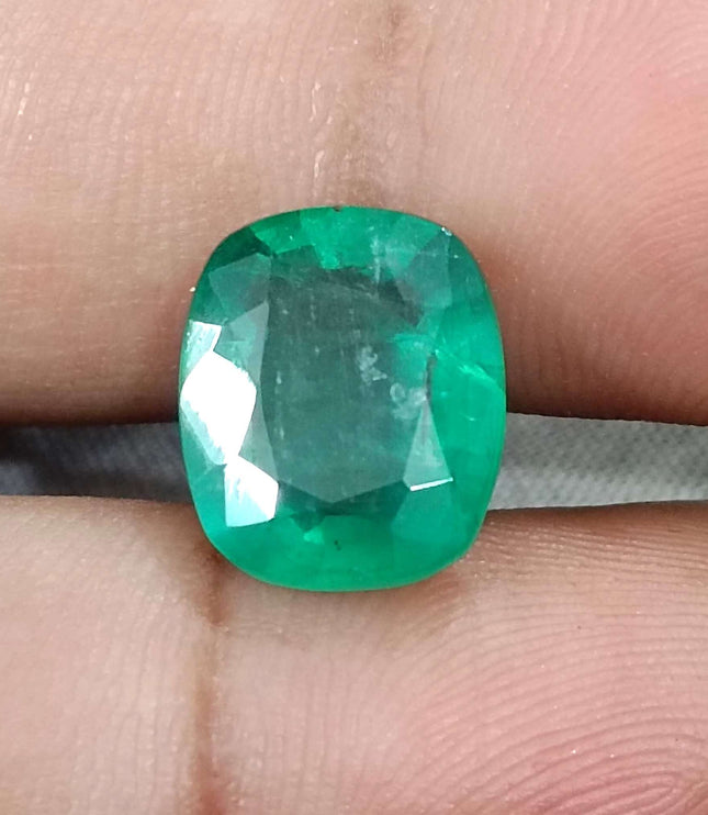 Natural Zambian Emerald 6.28ct Big Size Cushion Cut Medium Deep Green Loose Gemstone