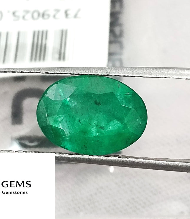Zambian Emerald 2.41ct Certified Natural Deep Green Oval Cut Loose Stone