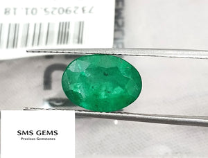 Zambian Emerald 2.41ct Certified Natural Deep Green Oval Cut Loose Stone