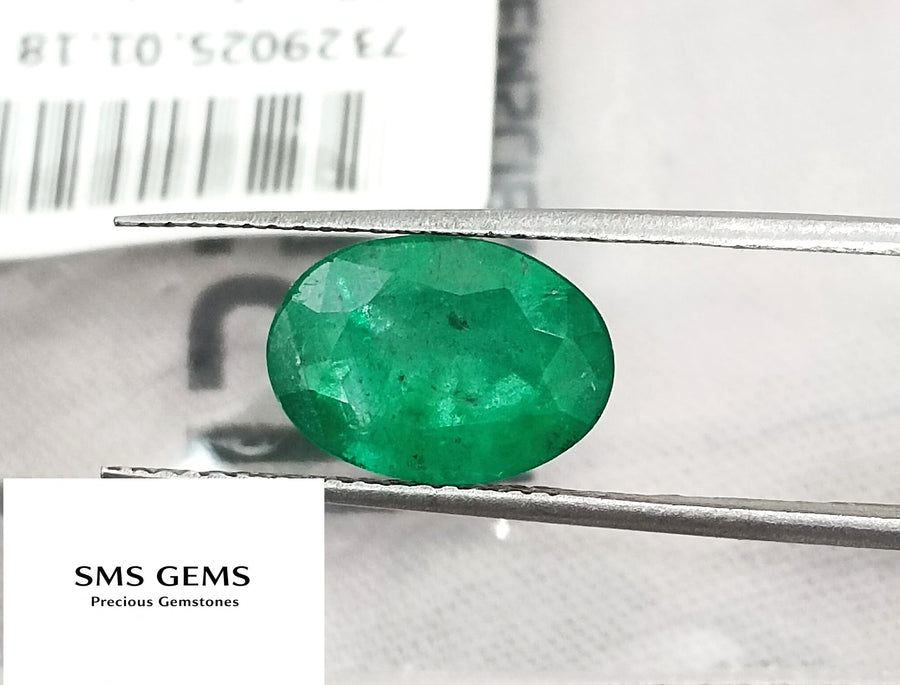 Zambian Emerald 2.41ct Certified Natural Deep Green Oval Cut Loose Stone