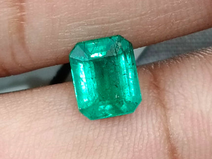 2.15ct Certified Zambian Emerald, Natural Medium Green Octagon Cut Gemstone