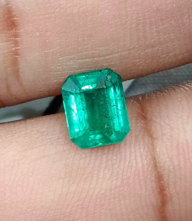 2.15ct Certified Zambian Emerald, Natural Medium Green Octagon Cut Gemstone