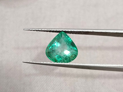 2.44ct Natural Emerald SGL Certified Pear Cut Sparkling Medium Deep Green Gemstone