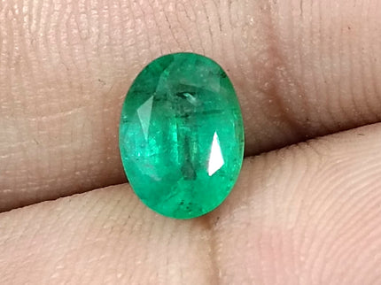 Zambian Emerald 1.82ct Certified Natural Medium Sea Green Oval Cut Loose Gemstone