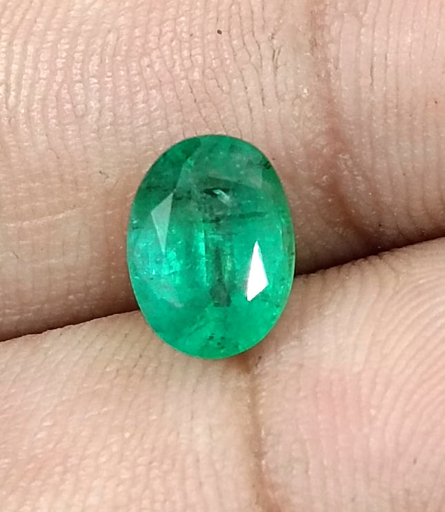 Zambian Emerald 1.82ct Certified Natural Medium Sea Green Oval Cut Loose Gemstone