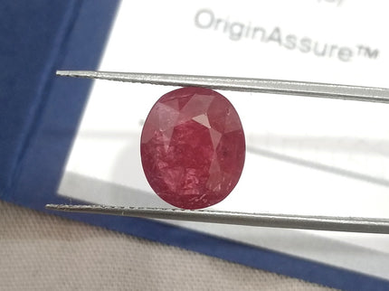 4.12ct Ruby Mozambique Unheated Natural SGL Certified Wine Red Oval Gemstone
