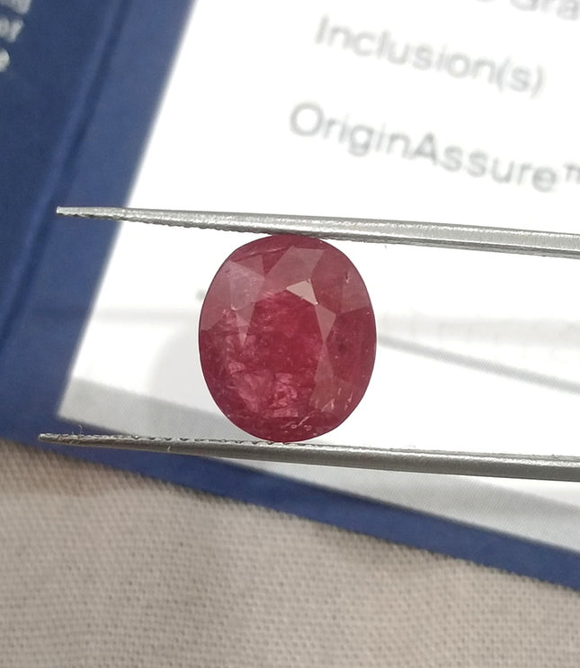 4.12ct Ruby Mozambique Unheated Natural SGL Certified Wine Red Oval Gemstone