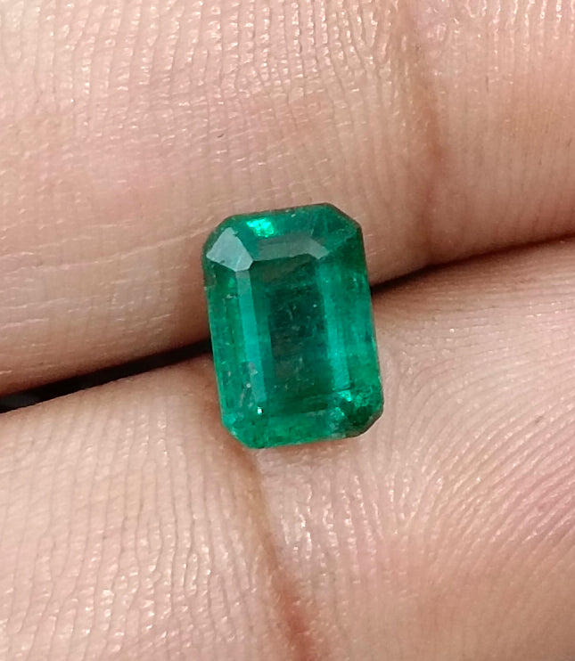 2.00ct Deep Green Zambian Emerald Certified Natural Octagon Cut Gemstone