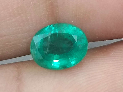 Certified 1.56ct Natural Zambian Emerald Deep Green Oval Cut Loose Gemstone