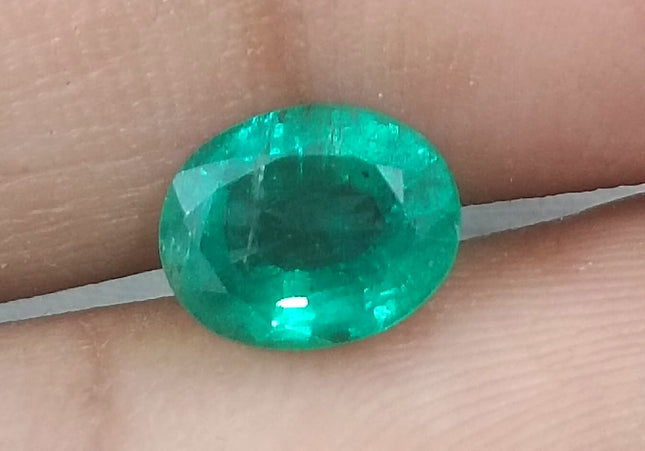 GSI Certified 1.56ct Deep Green Natural Emerald Minor Oiled Loose Gemstone