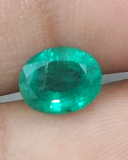 GSI Certified 1.56ct Deep Green Natural Emerald Minor Oiled Loose Gemstone