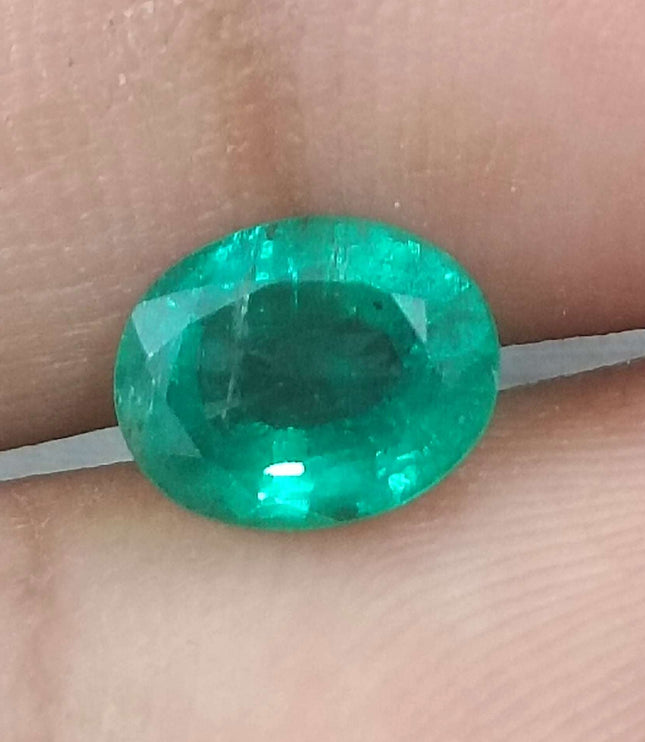 Certified 1.56ct Natural Zambian Emerald Deep Green Oval Cut Loose Gemstone