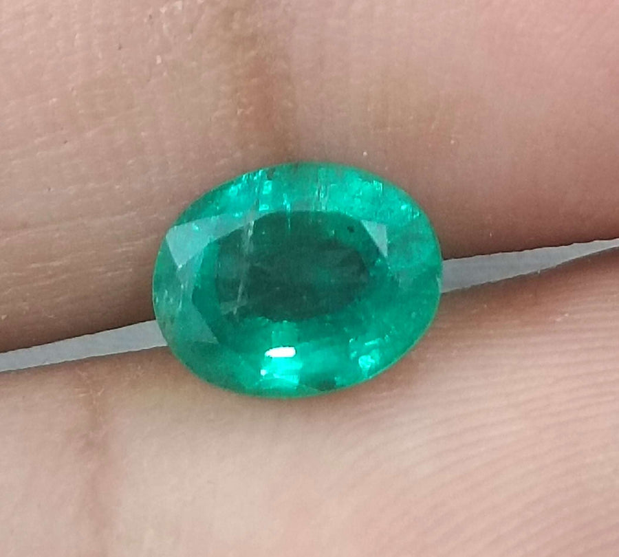 Certified 1.56ct Natural Zambian Emerald Deep Green Oval Cut Loose Gemstone