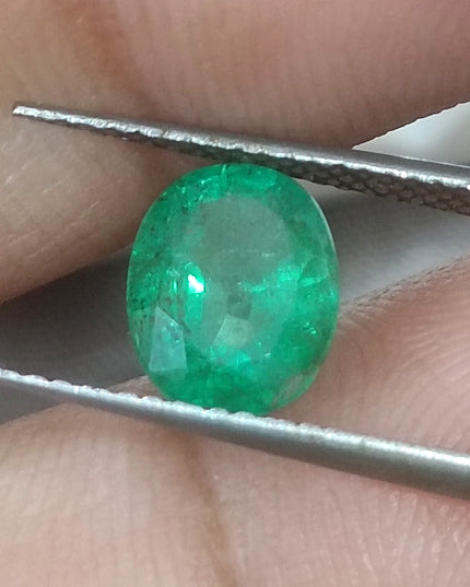 GSI Certified Vivid medium deep Green Swat Emerald Minor Oiled Loose Gemstone