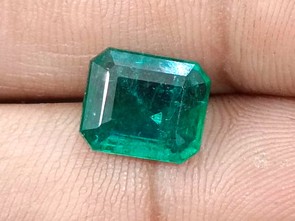 Zambian Emerald 3.38ct Natural Certified Medium Deep Green Octagon Cut Gemstone