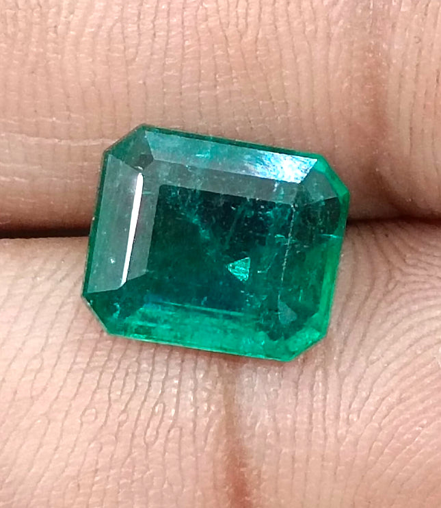 Zambian Emerald 3.38ct Natural Certified Medium Deep Green Octagon Cut Gemstone