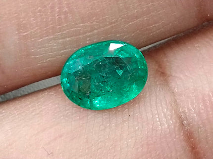 1.62ct Zambian Emerald, Certified Medium Green Natural Oval Cut Loose Gemstones