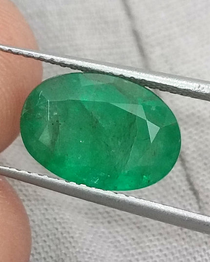 GSI Certified 4.09ct Medium Green Natural Zambian Emerald Minor Oiled Loose Gemstone