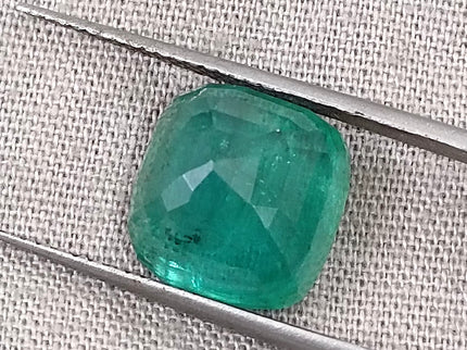 Zambian Emerald 5.87ct Natural Deep Green Cushion Cut Loose Gemstone