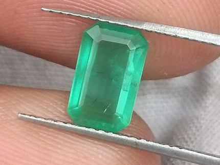 Certified 1.52ct Natural Zambian Emerald Stone Medium Green Octagon Cut Gemstone