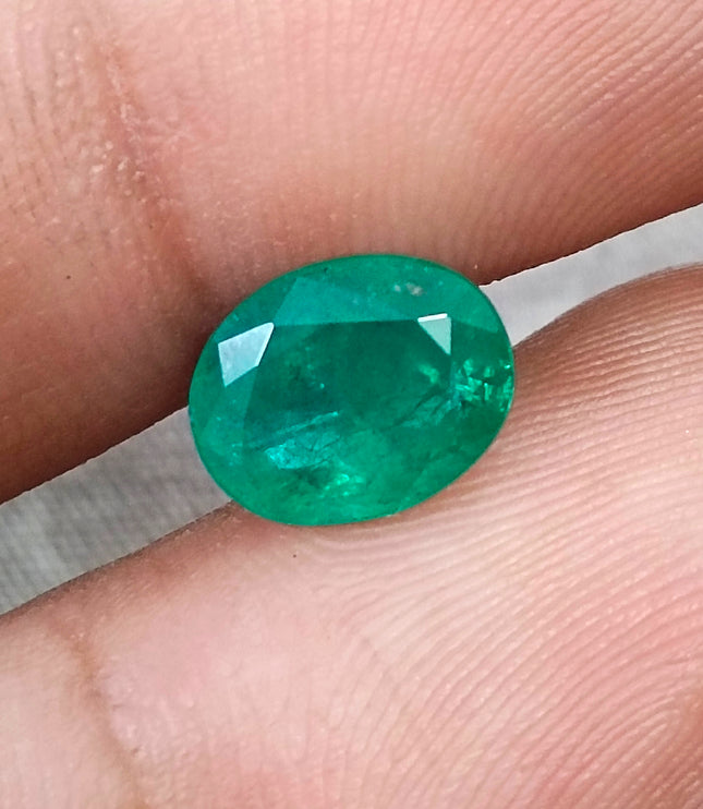 2.30ct Deep Velvet Green Natural Emerald Oval Cut SGL Certified Gemstone