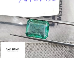 Certified 2.87ct Zambian Emerald Natural Medium light Green Loose Gemstone