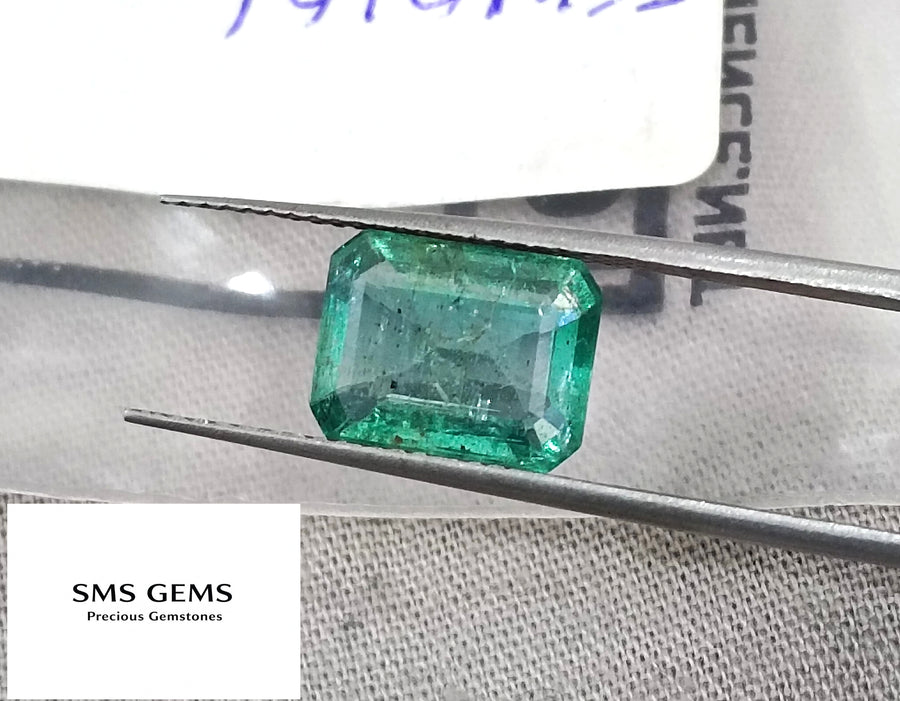Certified 2.87ct Zambian Emerald Natural Medium light Green Loose Gemstone