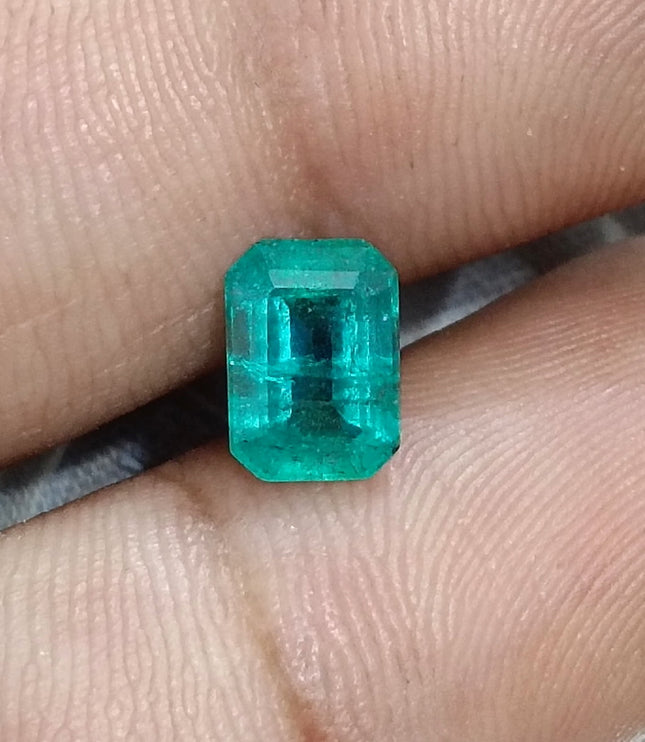 Natural Zambian Emerald 1.40ct SGL Certified Medium Bluish Green Octagon Cut Minor Oil Loose Gemstone