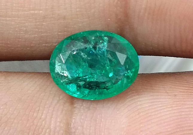 GSI Certified 2.40ct Zambian Emerald Earth Mined Loose Gemstone