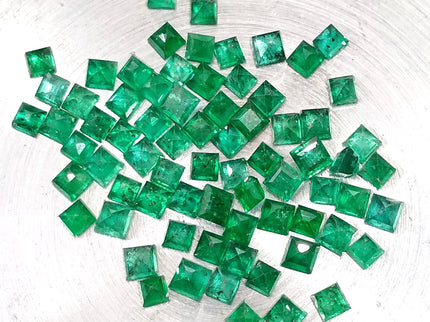 9.56ct Natural Panjshir Emerald Parcel Vivid Deep Green Princess Cut mm size Loose Gemstones