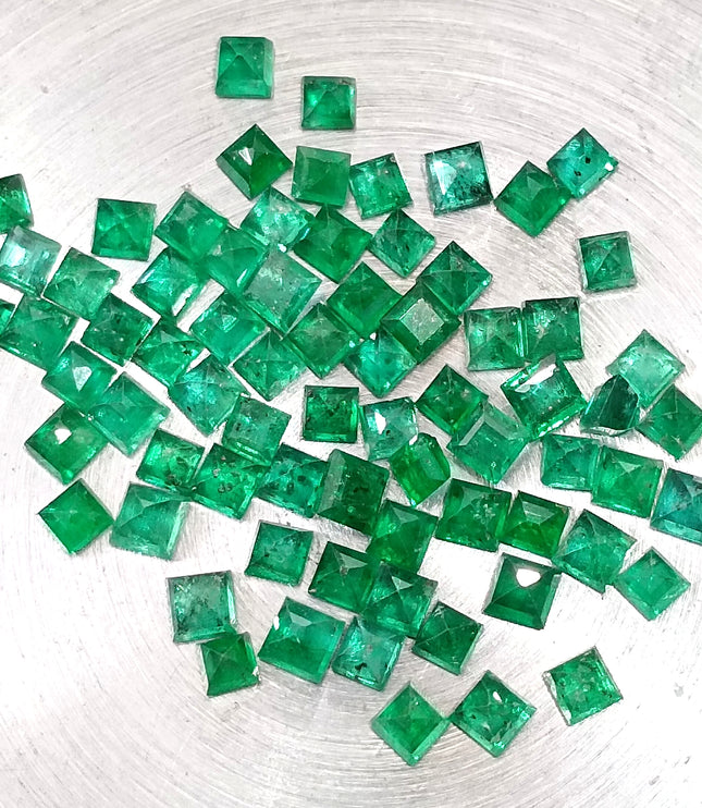 9.56ct Natural Panjshir Emerald Parcel Vivid Deep Green Princess Cut mm size Loose Gemstones
