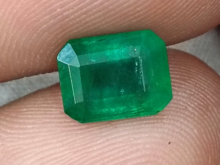 Zambian Emerald 2.19ct Certified Natural Deep Velvet Green Emerald Cut Loose Stone