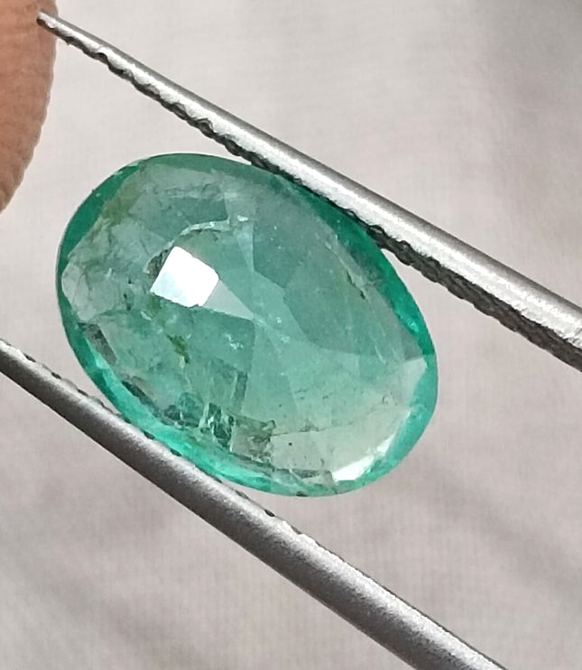 Natural Zambian Emerald 2.58ct Certified Sea Green Oval Cut Loose Gemstone