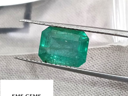 2.93ct Zambian Emerald, Natural Certified Medium bluish Green Octagon Cut Gemstone