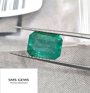 2.93ct Zambian Emerald, Natural Certified Medium Deep Green Octagon Cut Gemstone